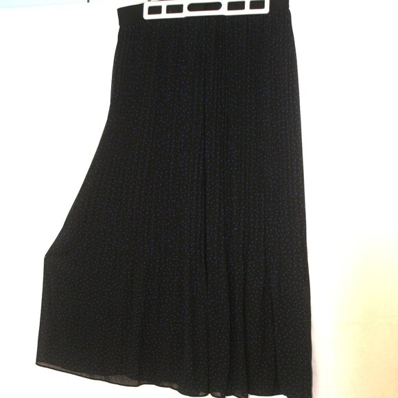 Accordion Pleated Sheer Skirt w Blue Dots - Picture 2 of 6